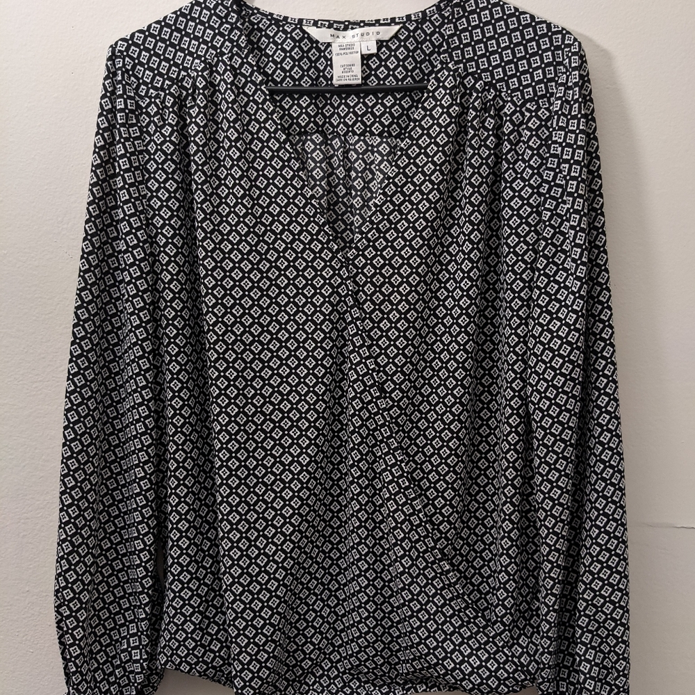 Black and White Silky Wrap Top